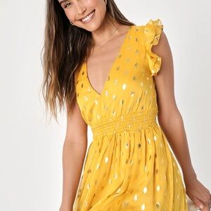 Lulu's Golden Yellow Mini Dress